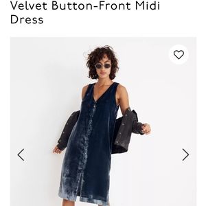 Madewell velvet button front midi dress